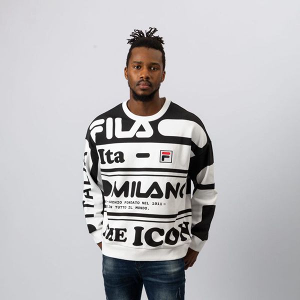 Sudaderas Fila Hombre Negras - Milano French Terry Crew - España 943612JFO